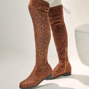 Just Fab Flat Boots, Rewna-e Leopardino Size 7.5 NIB